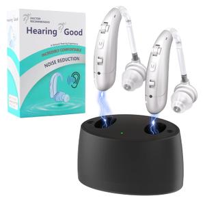 Hearing Aids for Seniors, Hearing Aids Rechargeable with Noise Cancelling and Volume Control, Hearing Amplifier for Adults Hearing Loss, Portable Behind-the-Ear Hearing Aid Headphones