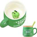 BigNoseDeer Cute Dinosaur Mug Ceramic Coffee Mug with 3D Cartoon Dino Inside,Funny Mugs with lid Spoon,White Elephant Gifts for Adults,Gag Gifts for Women Animal Gift Cute Stuff Cool Stuff