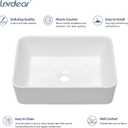 Lordear Vessel Sink Rectangle 19 Inch Bathroom Sink,Rectangular Modern Above Counter Bathroom Sinks White 19x15 Inch Porcelain Ceramic Vessel Vanity Sink Art Basin