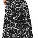 ROYLAMP Women's Summer 2 Piece Outfits Round Neck Crop Basic Top Cropped Wide Leg Pants Set Jumpsuits Black Floral M