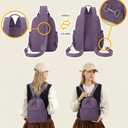 Mini Backpack for Women Nylon Small Backpack Purse Crossbody Sling Bag Convertible Backpack Casual Shopping Daypack (Purple)