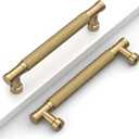 10 Pack 5''(128mm) Champagne Bronze Knurled Cabinet Handles Kitchen Champagne Pulls for Cabinets Drawer Pulls Dresser Hardware for Cupboard Bathroom
