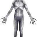 Morphsuits The Rake Costume for Kids, Zalgo Scary Halloween Costume for Boys, Creepy Kids Outfit, Fun Dress-Up (X-Large, Gray)