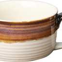 White & Brown Oversized Coffee Mug 24 OZ Soup Mug Large Porcelain Soup Bowls with Handles XXL Cereal 700 ML Ceramic Large Coffee Tea Cup