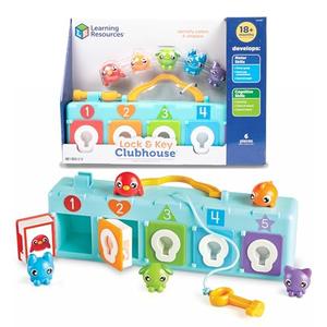 Learning Resources Lock & Key Clubhouse, Counting and Fine Motor Games, Combination Lock Toy , Montessori Activity Center For Kids, Preschool Learning Activities, Boy and Girls Gifts