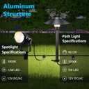 SUNVIE LED Low Voltage Landscape Lighting 12V Landscape Lighting Kit with Connectors, Low Voltage Pathway Lights with Spotlights Aluminum Pathway Lights Wired Waterproof for Patio Yard Garden, 12 Pack