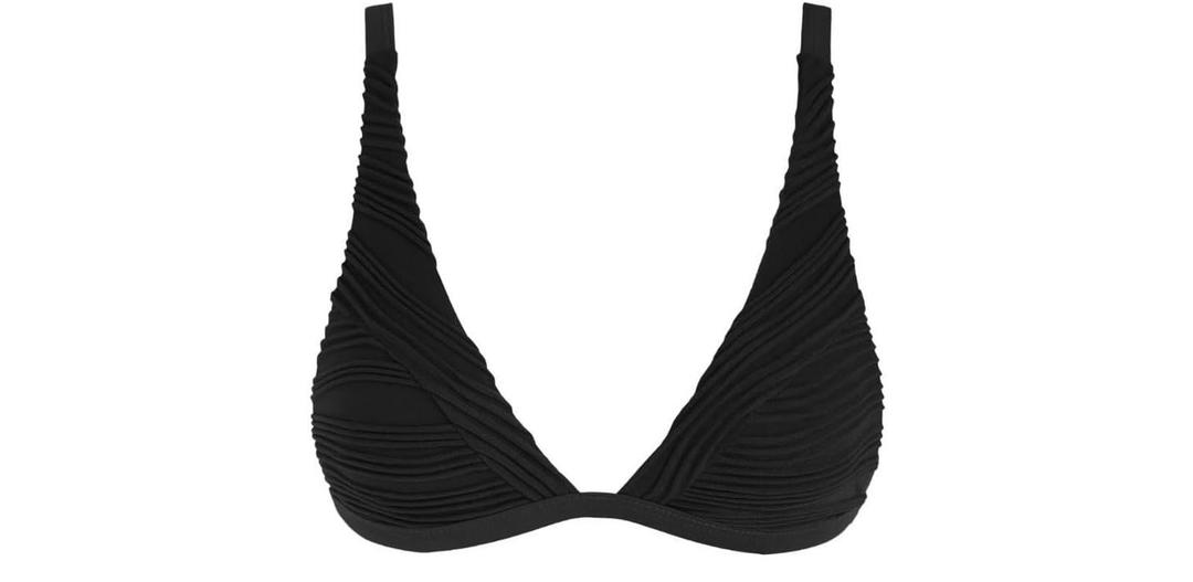 ZAFUL Bikini for Women Triangle Textured Plunging High Cut Cheeky Bikini Swimsuits Bathing Suits (Medium, 0-black)