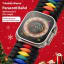 ULTIMAL Paracord Band Compatible with Apple Watch for 49mm, Braided Strap Design for Men Outdoors (Black/Rainbow, 42/44/45/49MM)