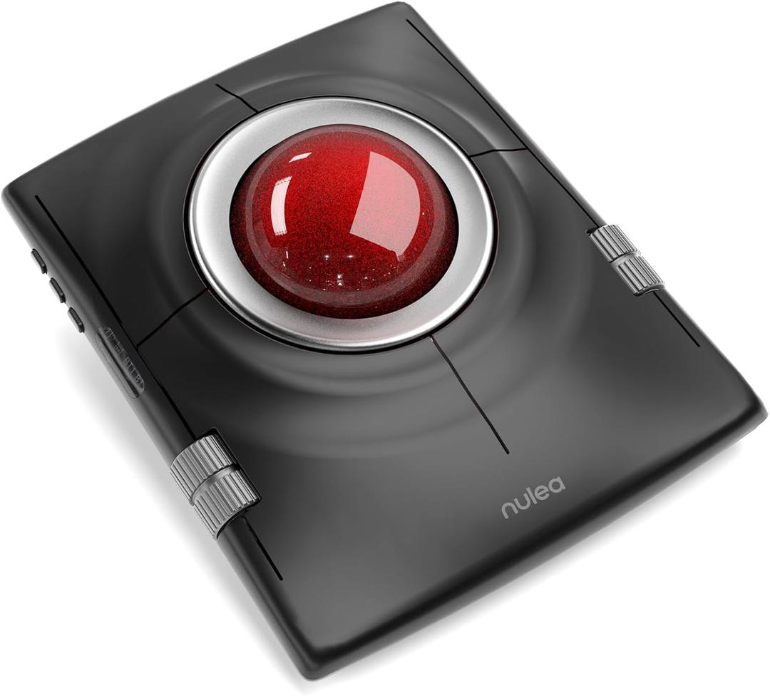 Nulea Wireless Trackball Mouse Ergonomic 55mm Large Ball Ambidextrous | Rechargeable Mouse with Free Spin Scroll Wheel, Quiet Clicks,Bluetooth USB Connection,Smooth tracking,PC Mac Compatible