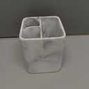 Zccz Toothbrush Holder, Countertop Marble Look Electric Toothbrush Toothpaste Makeup Brush Razor Holder Stand Bathroom Organizer with Detachable Tray (2 White Marble)