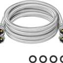 KEOKLE Washing Machine Hoses, 5ft 2pack 3/ 4" Stainless Steel Braided Washer Hoses Water Supply Lines Universal Fit to Hot and Cold Connection