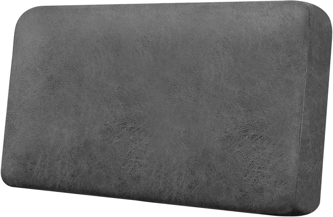 Imnopqr Loveseat Cushion Cover Leather-Look 1PC Stretch Love Seat Slipcover for Living Room Individual Couch Seat Protector, Pet-Friendly, Non-Slip, Easy Fit - Grey