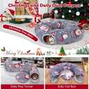 Cat Tunnel Christmas Tree Skirt, Cat Tunnel Bed, Cat Donut Tunnels Bed for Indoor Cats, with Washable Cushion, Hanging Toy Ball, Christmas Tree Protector & Decoration