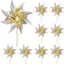 10 Pack Reflective Pinwheels for Yard and Garden,Wind Spinners Outdoor Bird Scare Devices,Sparkly Windmills for Garden Decor Scare Birds Away,Yard Wind Spinners for Outside Patio