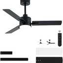 LANMEL 42'' Black Ceiling Fans with Lights and Remote, 6 Speed Low Profile Modern Ceiling Fan with Quiet DC Motor for Indoor Outdoor Bedroom Living Room