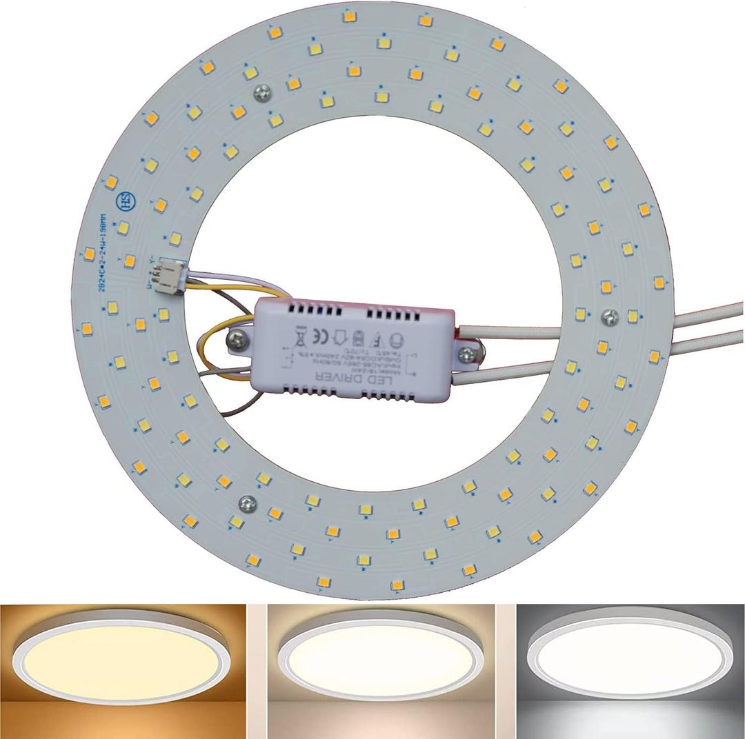 24W 3 Color Temperature LED Flush Mount Ceiling Fan Light Kit Replacement LED Light Board Panel,Retrofit LED Light Engine