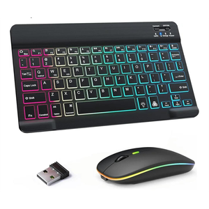 Bluetooth Keyboard and Mouse Combo for iPad Keyboard with 7-Color Backlit, Rechargeable Wireless Keyboard fit iPad 10th/9th/8th Gen, iPhone,Tablet, Smartphone iOS Android Windows