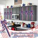 AnyDesign 6Pcs Patriotic Cabinet Bows 4th of July Kitchen Window Decor American Flag Star Striped Ribbon Bow with Hook & Loop Closure for 250th Anniversary Independence Day Memorial Day Party Supplies
