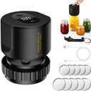 Mason jar Vacuum Sealer, Electric Mason Jar Vacuum Sealer Kit for Wide Mouth & Regular Mouth Mason Jars,for Food Storage and Fermentation (Black)