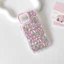 NITITOP Compatible with iPhone 15 Pro Max Case Mirror Cute Silk Ribbon Bow Knot Pattern for Girls Women Bowknot Ultra Slim with Bumper Protector Soft TPU Silver Protective Cover - Pink