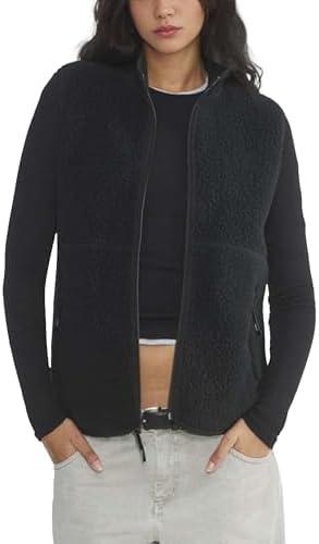 Hixiaohe Sherpa Fleece Vest for Women Trendy Warm Sleeveless Vests Jacket Lightweight Zip Coats with Pockets Fall Outerwear Size Medium