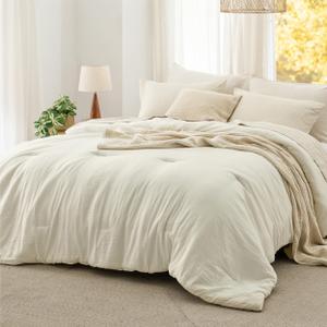 Bedsure King Size Comforter Set, Prewashed Bedding Ivory