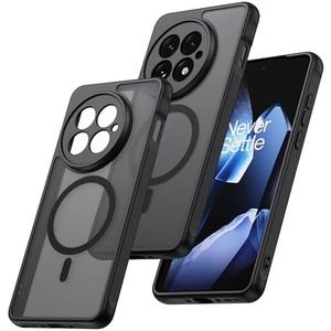 MAKAVO Magnetic for OnePlus 13 Case [Compatible with MagSafe] Translucent Matte Shockproof Phone Case with Camera Cover, One Plus 13 Slim Thin Yet Military Grade Drop Proof Silicone Bumper Case, Black, 1 Pc