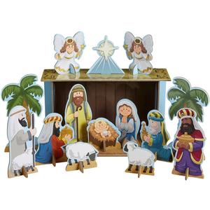 Autom Chipboard 23 Piece Christmas Tabletop Manger Nativity Set