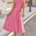 Tankaneo Womens 2 Piece Skirt Sets Summer Striped Sleeveless Tank Tops Midi Dress Travel Vacation Outfits Matching Sets XXL