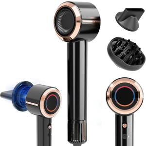 CINOSTAR Hair Dryer, Fast Drying Blow Dryer with Diffuser, with 110, 000RPM Brushless Motor&Ionic Technology No Heat Damage, Lightweight for Women and Travel, Low Noise, Black Rose Gold