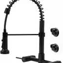 Wall Mount Kitchen Faucet, 8 Inch Center Wall Mount Faucet with Pull Down Sprayer, Commercial Spring Wall Faucet for Kitchen Sink, 3 Functions, Dual Handle, 304 Stainless Steel, Matte Black (Matte Black)
