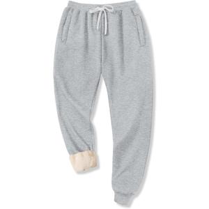Unisex Kids Winter Active Sherpa-Lined Fleece Sweatpants Warm Athletic Jogger Pants with Pockets 3-14 Years (Gray, S)