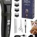 M&M STAR Dog Grooming Kit, Low Noise Dog Clippers, 2-Speed IPX7 Waterproof, Rechargeable Cordless Pet Hair Clippers Trimmer Shaver with LED Display for Dogs and Cats, Black