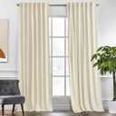 KGORGE Velvet Blackout Curtains 84 inches Luxury Soundproof Room Darkening Thermal Insulated Dark Green Velvet Curtains for Living Room French Door, Rod Pocket, Set of 2, W52 x L84, Beige