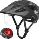 InnerKing Bike Helmet for Adults, Lightweight Mountain Bicycle Helmet with USB Rechargeable Rear Light Detachable Magnetic Goggles, Road Bike Helmet with OTG Visor for Men Women