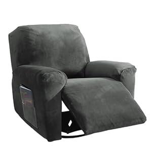 NORTHERN BROTHERS Stretchy Recliner Chair Covers, Velvet Recliner Covers, Lazy Boy Chair Cover (Dark Grey, 1 Seat)