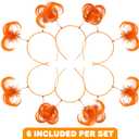 ArtCreativity Orange Ponytail Headbands for Kids - Set of 6 Head Boppers - Cute Tinsel Headband for Girls with Bopper Springs - Adorable Orange Party Favor Accessories - Pom Pom Headbands for Women