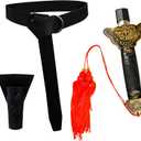 Simplepolymer Adjustable Tachi Practice Sword Set with Sword Holster and Leather Belt for Medieval Knight Warrior Pirate Halloween Cosplay Costume Accessories