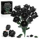 Gothic Black Rose Bouquet Building Kit, 12Pcs Botanical Home Decor