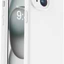 Vooii Compatible with iPhone 15 Plus Case, Upgrade Liquid Silicone [Enhanced Camera Protection] [Soft Anti-Scratch Microfiber Lining] Shockproof Phone Case for iPhone 15 Plus 6.7 inch - White