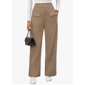 BTFBM Women's Pants 2025 Fall Elastic High Waisted Trousers Stretchy Comfy Lounge Palazzo Pant Wide Leg Sweatpants, Size XL