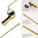 Hibbent Universal Metal Front Mount Toilet Handle Replacement Kit, Brass Toilet Flush Tank Lever with Stainless Steel Flapper Chains for Most Toilets, Brushed Gold Finish