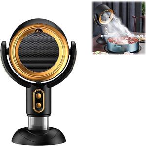 ALYBIT Puff Hide Smoking Fan for Smoking Indoors, Black Gold Electric Smokeaway Purifier Fan Portable Table Smoke Air PuriferFan Adjustable Angle Kitchen Mini Filter Smoke ExhaustFan(Rechargeable)