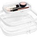 3PCS Clear Hard Plastic Zipper Case, Double Zippers Hard Pouch, Portable Travel Organizer Bin Clear Makeup Bag for Toy Storage, Snack Bag, Cosmetics, Pencil Case, Diaper Bag, Toiletry Bag (2M+1S)