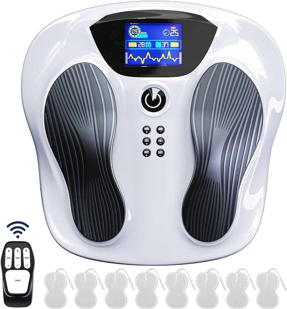 Creliver Foot Nerve Muscle Stimulator Pro, TENS & EMS Foot Massager for Neuropathy, Circulation and Body Pain Relief, Electric Feet Legs Blood Circulation Machine, FSA or HSA Eligible (Black, White)