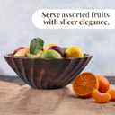 Folkulture Natural Ribbed Salad Bowl | 11 Large Mango Wood Serving Bowl for Salad, Fruit & Pasta | Decorative Wooden Bowl for Kitchen Island, Dining Table & Entertaining