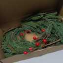 22.8 Inch Christmas Greenery Stems - Artificial Pine Branches, Faux Cedar Cypress Norfolk Pine Picks with Red Berries for Vase Xmas Decor 3 Pcs