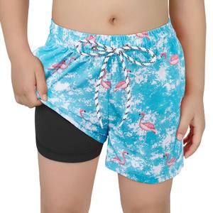 Century Star Boys Swim Trunks with Boxer Brief Liner Boys Swimwear Quick Dry Bathing Suit Toddler Swim Trunks Infused Flamingo 5-6 Years