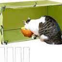 Large Size Outdoor Cat House 30"x16"x16" Houtdoor Cat Feeding Station Cat Outdoor Shelter Cat Houses for Cats (Green)