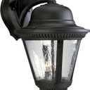 Progress Lighting Westport Collection 2-Light Clear Seeded Glass Traditional Outdoor Large Wall Lantern Light Textured Black
